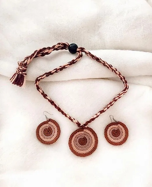 Pendant and Earrings Crochet Set