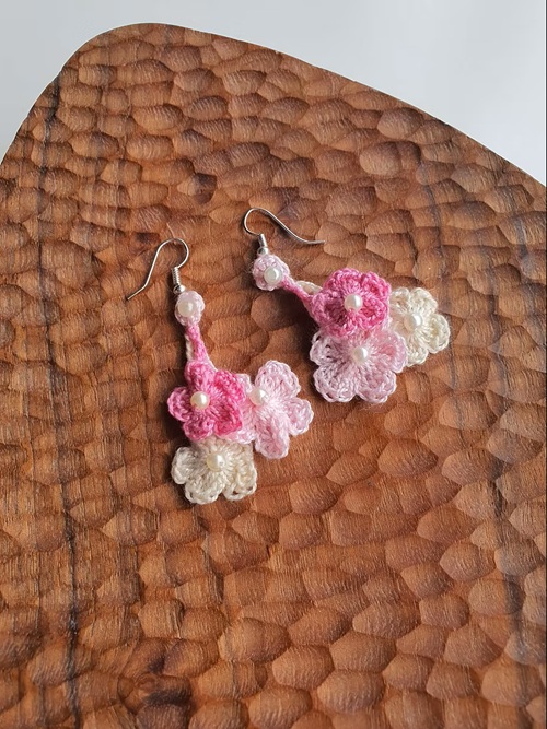 Floral Drop Earring with Beads