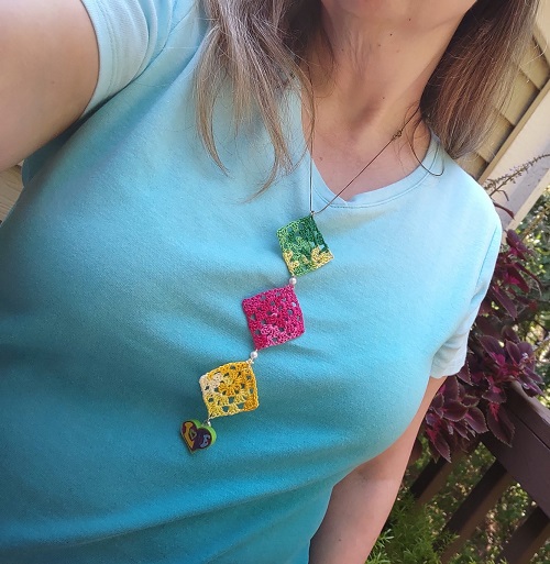 Beaded Granny Square Pendant