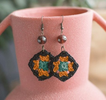 Top 12 Crochet Granny Square Earrings Designs ⋆ GreatThingsFirst