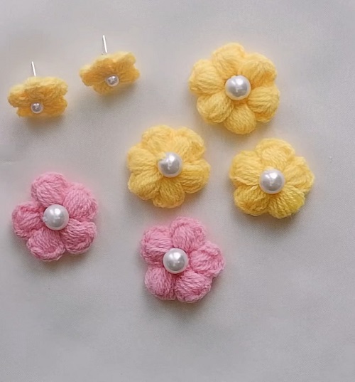 Crochet Puff Flower Earring