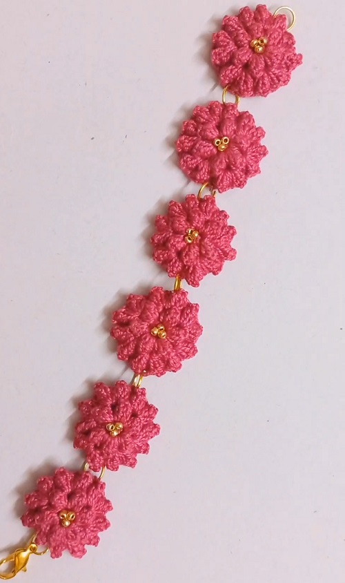 Beautiful Crochet Flower Bracelet | How to make | DIY Simple Step by Step Tutorial for Beginners