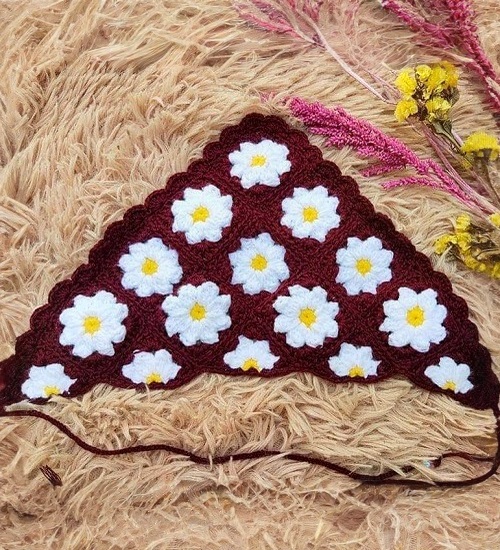 Daisy Bandana Crochet | How to make Bandana Granny Square