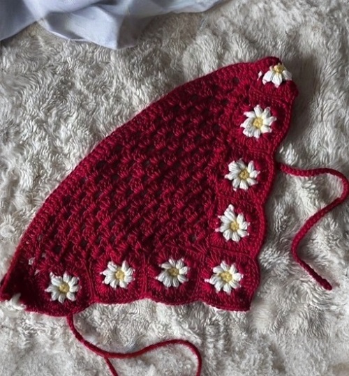 How to crochet flower daisy bandana ✨DIY tutorial 🧶