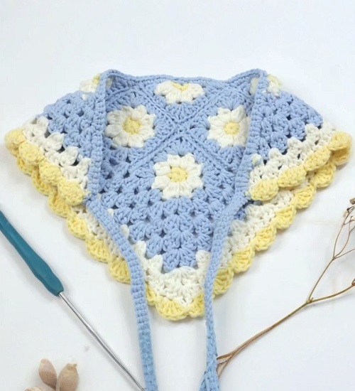 DIY Crochet Daisy Bandana | How To Crochet Daisy Bandana | Chenda DIYDIY Crochet Daisy Bandana | How To Crochet Daisy Bandana | Chenda DIY