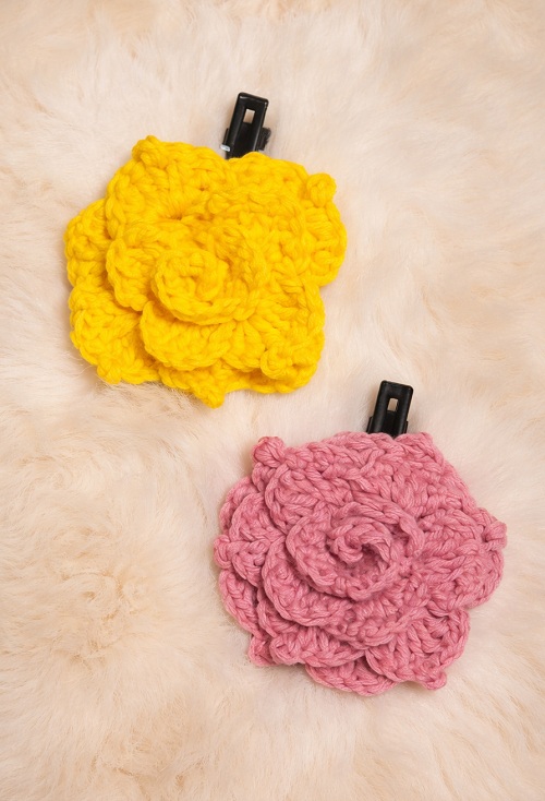 Crochet Rose Flower Hairclip 🌹 | Easy Crochet Tutorial for Beginners