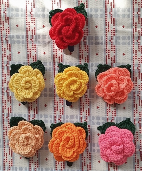 Crochet Rose Flower Hair Clip 🌹 | Step-by-Step Tutorial for Beginners
