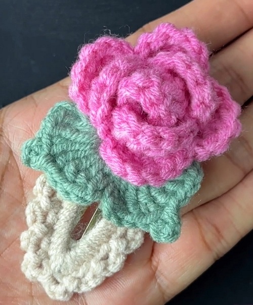 Cutest Crochet Rose Hair Clip / Crochet Hair Clips for Valentine
