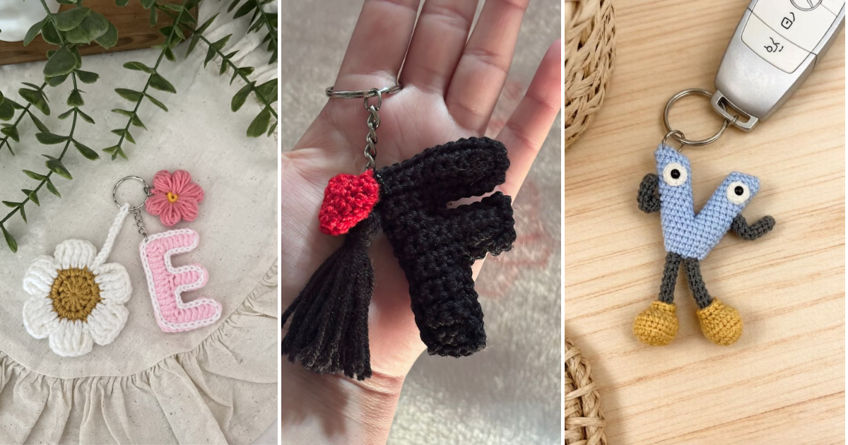 12 Crochet Letter Key Chain Patterns ⋆ GreatThingsFirst