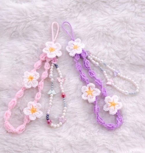 beautiful crochet phone charms