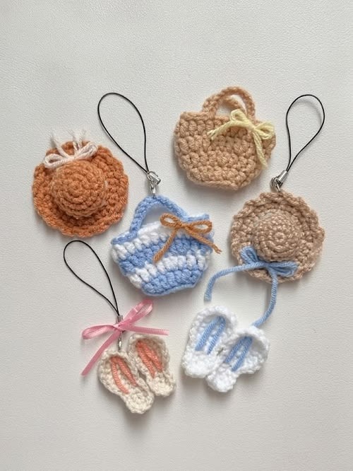 beautiful crochet phone charms