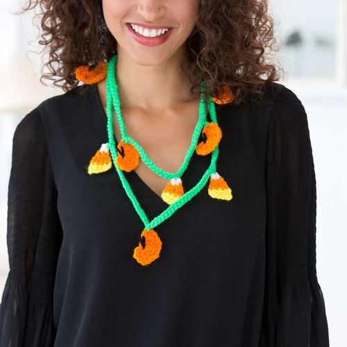 Crochet halloween charm necklace