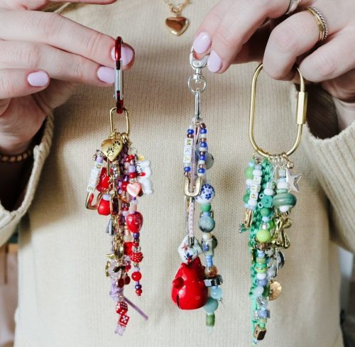 Unique chunky beaded bag charms